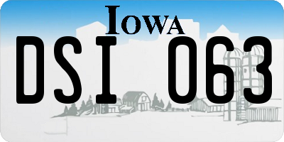 IA license plate DSI063