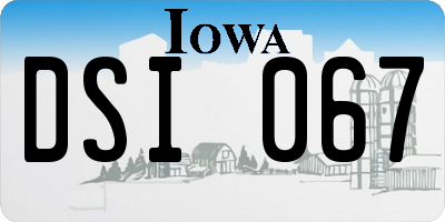 IA license plate DSI067