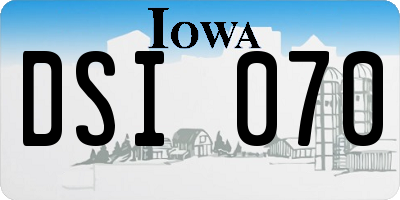 IA license plate DSI070