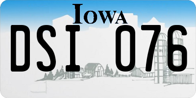 IA license plate DSI076