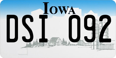 IA license plate DSI092