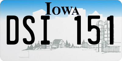 IA license plate DSI151