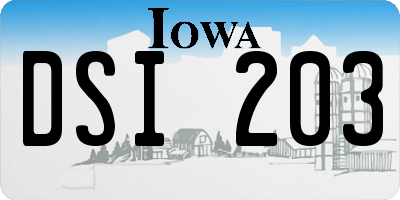 IA license plate DSI203