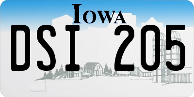 IA license plate DSI205