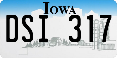 IA license plate DSI317