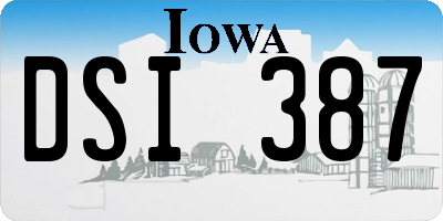 IA license plate DSI387