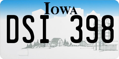 IA license plate DSI398
