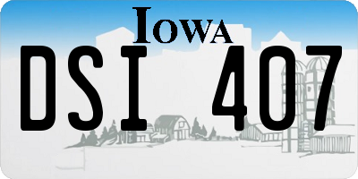 IA license plate DSI407
