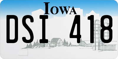 IA license plate DSI418