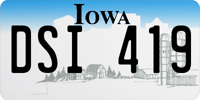 IA license plate DSI419