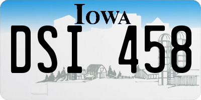 IA license plate DSI458