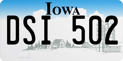 IA license plate DSI502