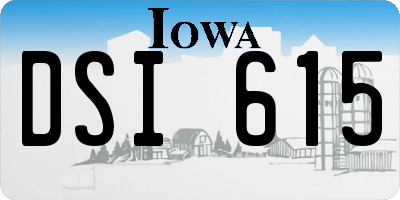 IA license plate DSI615