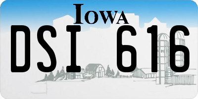 IA license plate DSI616