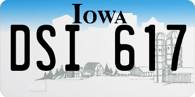 IA license plate DSI617
