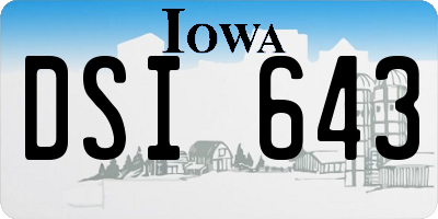 IA license plate DSI643