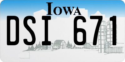 IA license plate DSI671