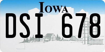 IA license plate DSI678