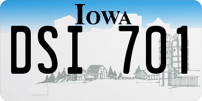 IA license plate DSI701