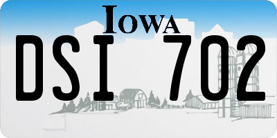 IA license plate DSI702