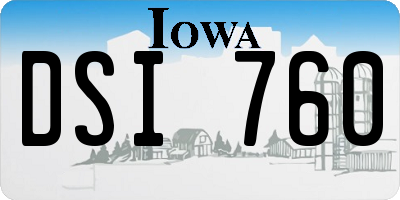 IA license plate DSI760