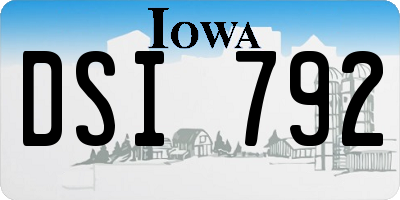 IA license plate DSI792