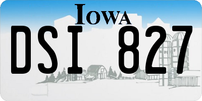 IA license plate DSI827