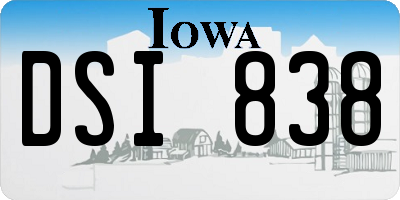 IA license plate DSI838
