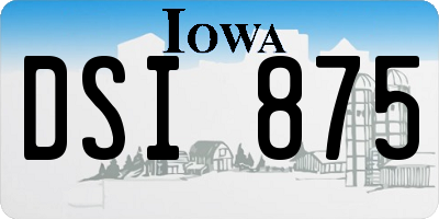 IA license plate DSI875