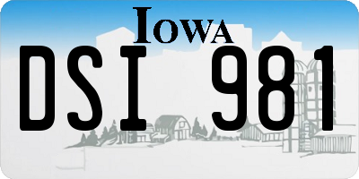 IA license plate DSI981