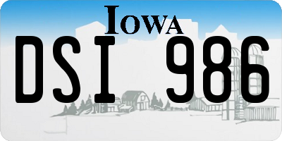 IA license plate DSI986