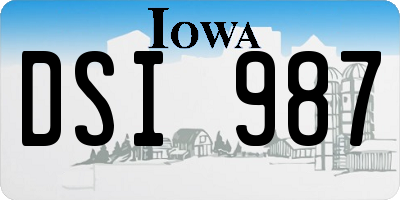 IA license plate DSI987