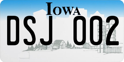 IA license plate DSJ002