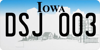 IA license plate DSJ003