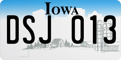 IA license plate DSJ013