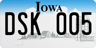 IA license plate DSK005