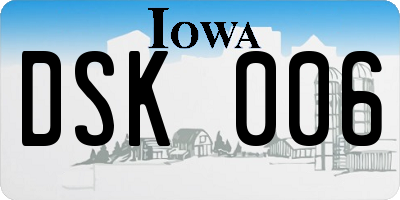 IA license plate DSK006