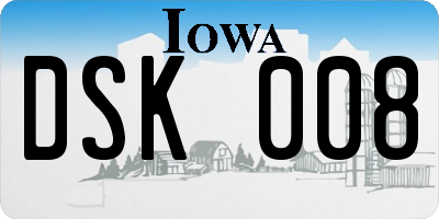 IA license plate DSK008