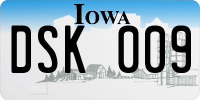 IA license plate DSK009