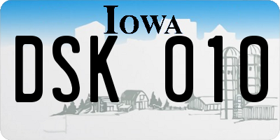 IA license plate DSK010