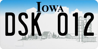 IA license plate DSK012