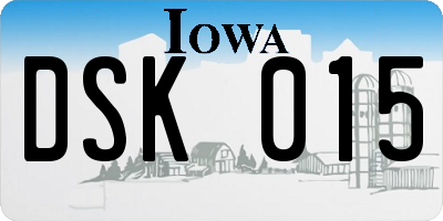IA license plate DSK015