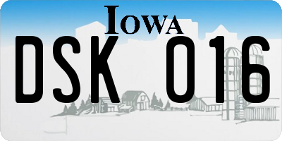 IA license plate DSK016