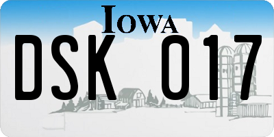 IA license plate DSK017
