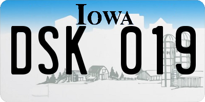 IA license plate DSK019