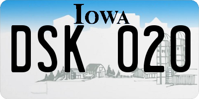 IA license plate DSK020