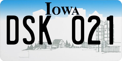 IA license plate DSK021