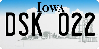 IA license plate DSK022