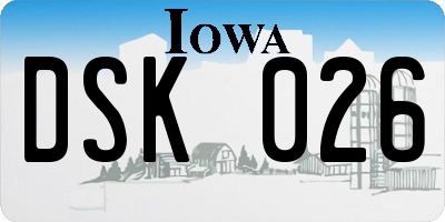 IA license plate DSK026