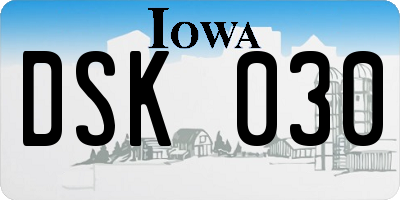 IA license plate DSK030